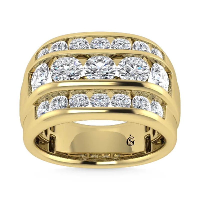 Women’s art deco diamond engagement rings-14K Yellow Gold  4 1/10 Ct.Tw. Lab Grown Diamond Channel Set Mens Ring