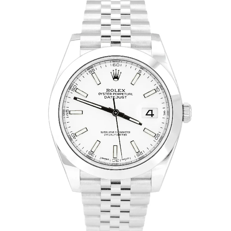 Unisex waterproof watches-2024 NEW PAPERS Rolex DateJust 41 White Stainless Steel 41mm JUBILEE 126300 BOX