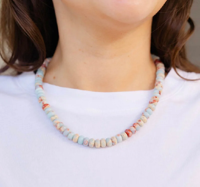 Women’s diamond choker necklaces-Beach Cliff Gemstone Necklace