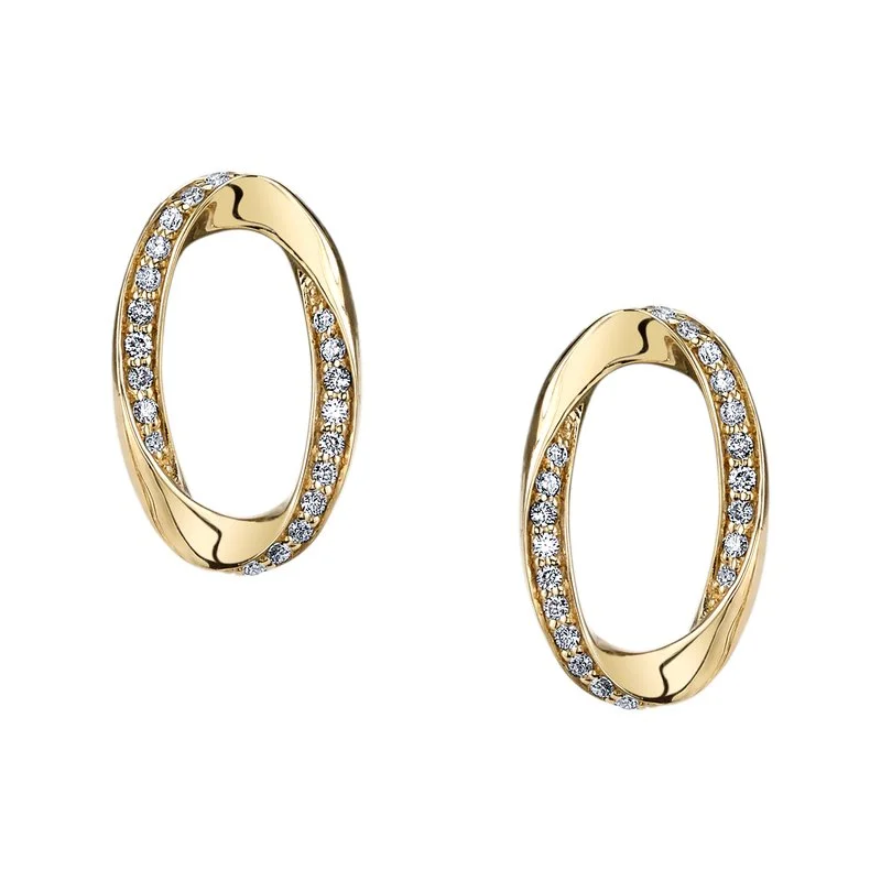 Women’s classic hoop earrings-14K Yellow Gold 0.20ct. Diamond Twist Contrasting Stud Earrings