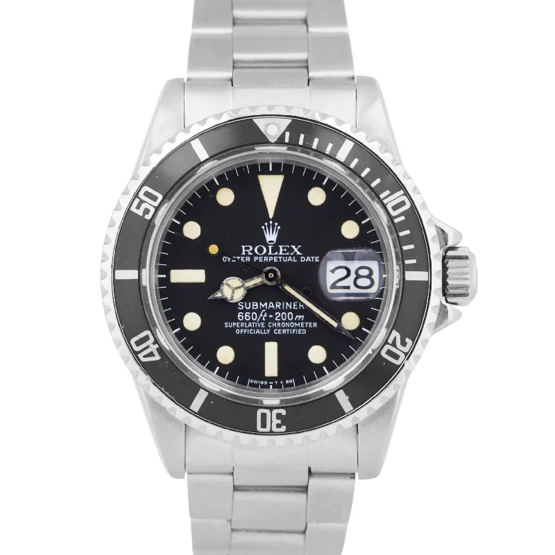 Unisex titanium watches-1974 Rolex Submariner Date PATINA Black 40mm Stainless Steel Oyster 1680 Watch