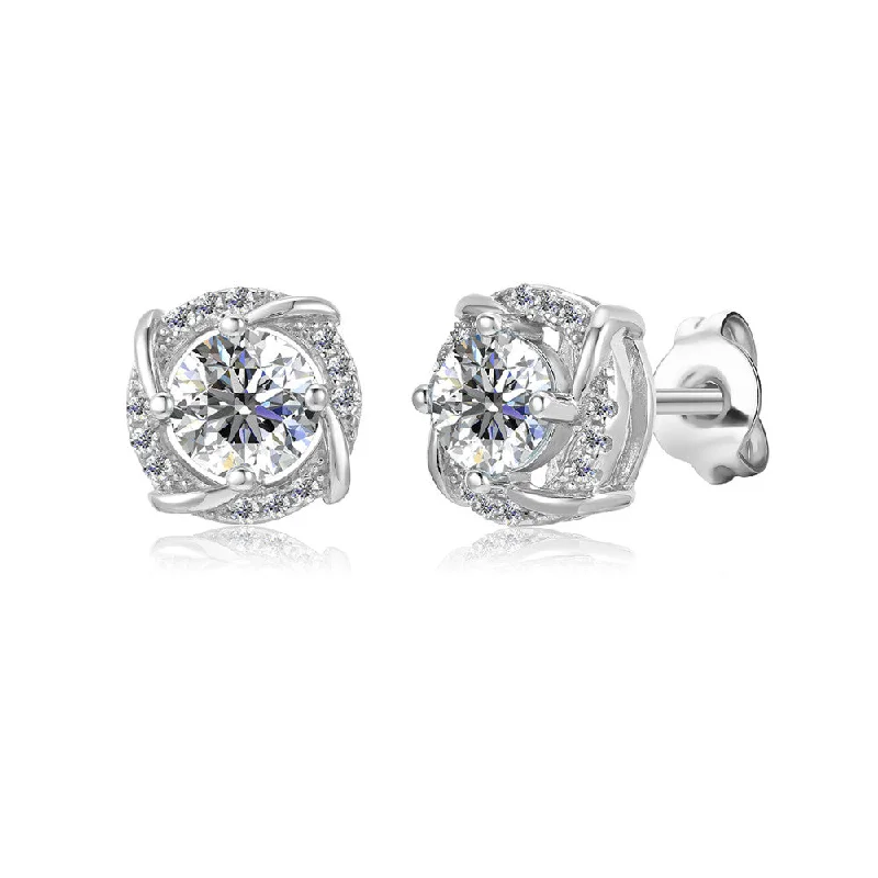 Women’s heart earrings-Moissanite by Cate & Chloe Jemma Sterling Silver Stud Earrings with Moissanite Crystals