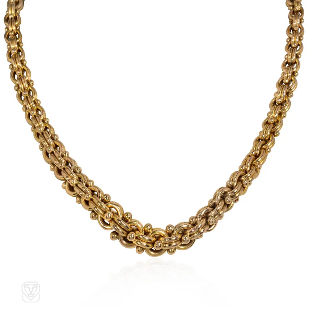 Women’s delicate gold necklaces-1950s Boucheron gold graduated chain link collar