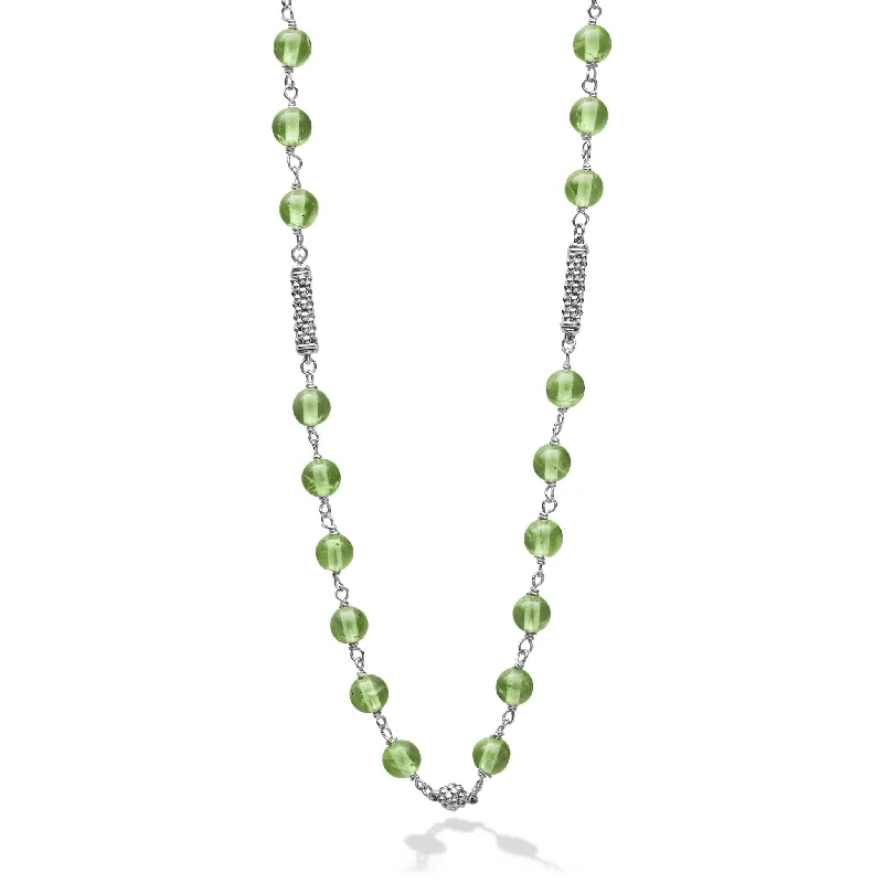 Women’s infinity necklaces-Caviar Icon Peridot Beaded Necklace