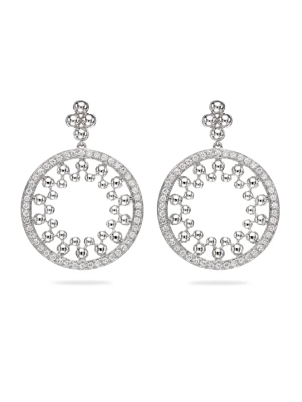 Women’s diamond hoop earrings-Circus White Gold Diamond Drop Earrings