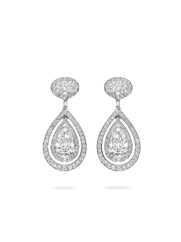 Women’s opal earrings-Vintage Palace Platinum Diamond Earrings