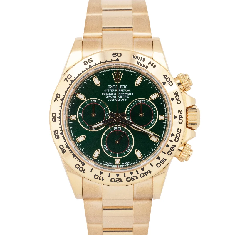 Unisex wrist watches-MINT PAPERS Rolex Daytona GREEN JOHN MAYER DIAL 40mm 18K Gold Watch 116508 BOX