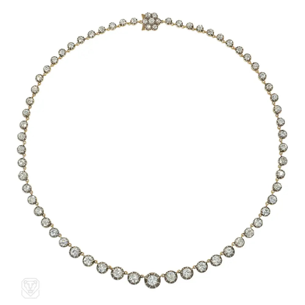 Women’s diamond choker necklaces-Antique style diamond rivière necklace