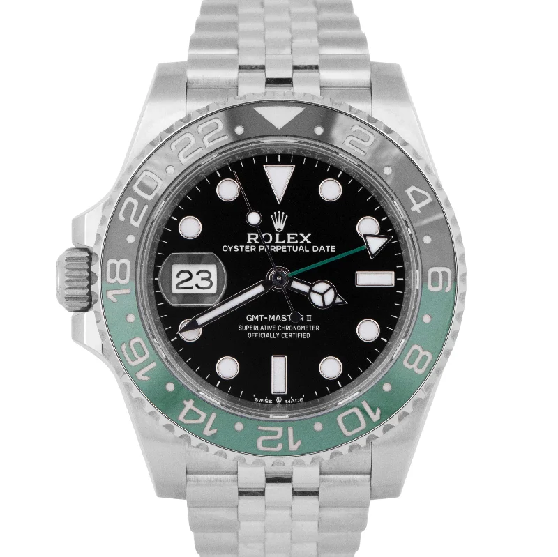 Unisex gold watches-2023 NEW PAPERS Rolex GMT-Master II SPRITE GREEN BLACK Jubilee 126720 VTNR BOX