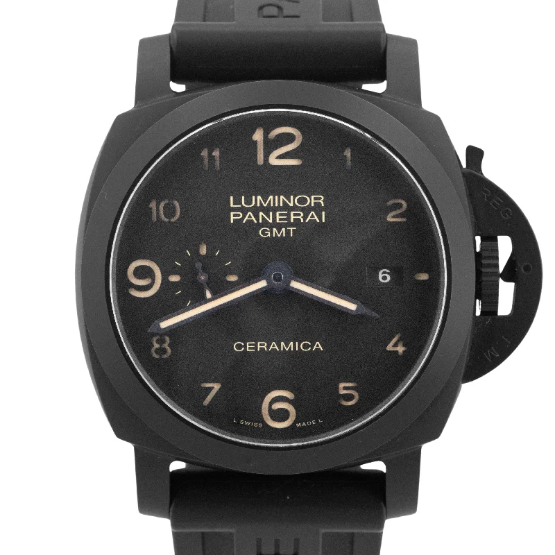 Unisex high-performance watches-Panerai Luminor Ceramica 1950 3 Days GMT Black Rubber 44mm Date PAM00441 Watch