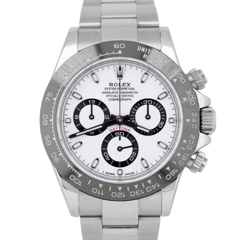 Unisex quartz watches-MINT PAPERS Rolex Daytona Cosmograph 40mm Stainless PANDA Watch 116500 LN BOX