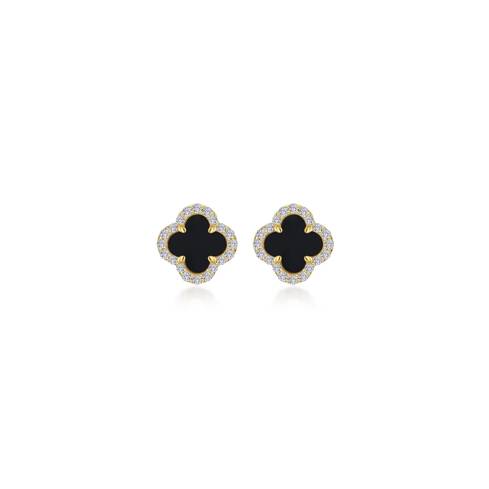 Women’s statement earrings-Lafonn Simulated Diamond & Black Onyx Halo Stud Earrings E0609OXG00