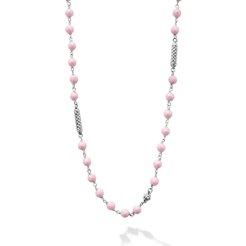 Women’s radiant gemstone necklaces-Caviar Icon Pink Ceramic Beaded Necklace