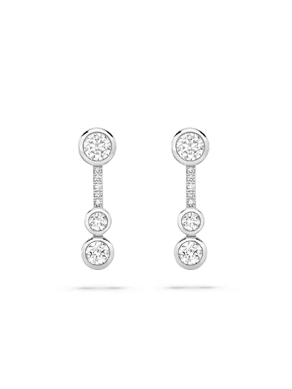 Women’s emerald earrings-Waterfall Diamond Platinum Small Drop Earrings