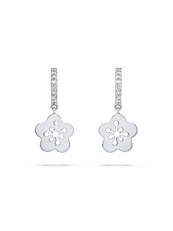 Women’s pearl stud earrings-Blossom Mini White Gold Diamond Drop Earrings