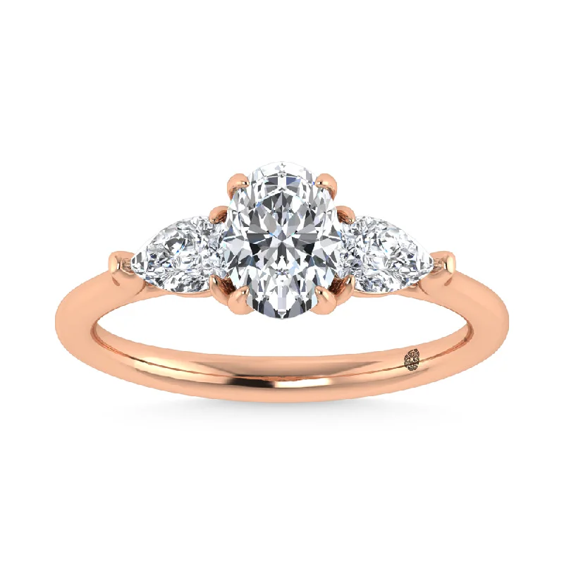 Women’s cushion-shaped engagement rings-14K Rose Gold Lab Grown Diamond 1 1/4 Ct.Tw. Three Stone Ring (Center 3/4 ct)