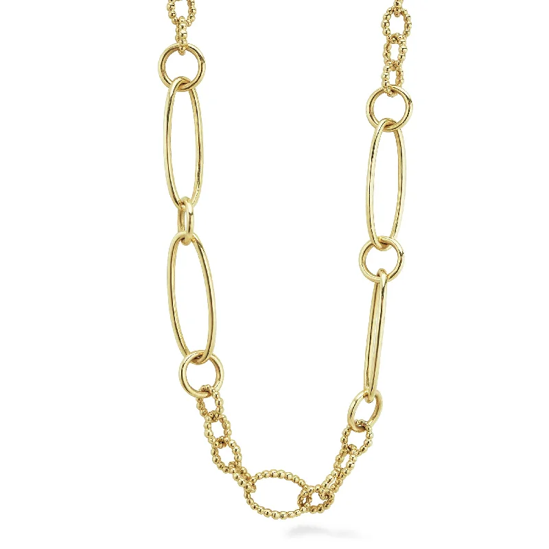 Women’s adjustable necklaces-Signature Caviar 18K Gold Link Necklace