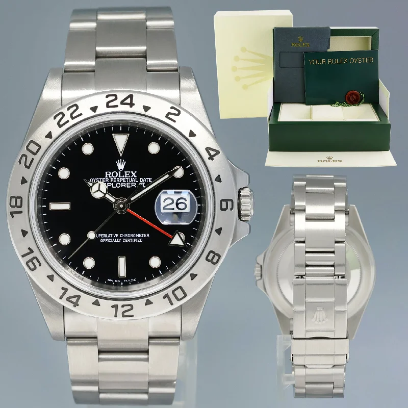 Unisex automatic watches-2008 MINT Rolex Explorer II 16570 Stainless Steel Black Date 3186 40mm Watch Box