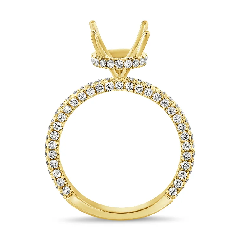 Women’s custom engagement rings-14K Yellow Gold Diamond Round Under Halo Mounting