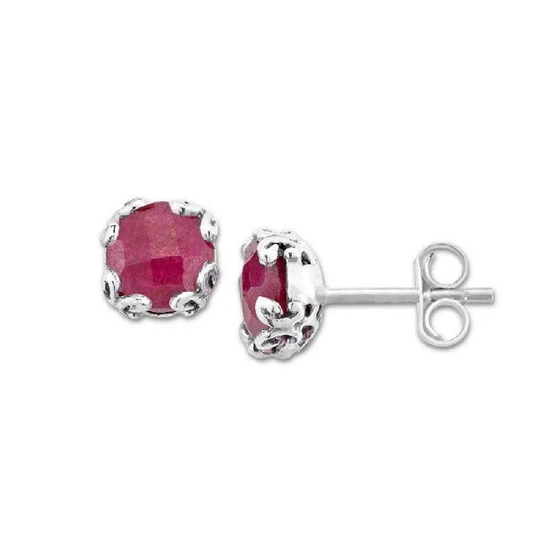 Women’s silver earrings-Samuel B. Ruby Birthstone Glow Stud Earrings - July