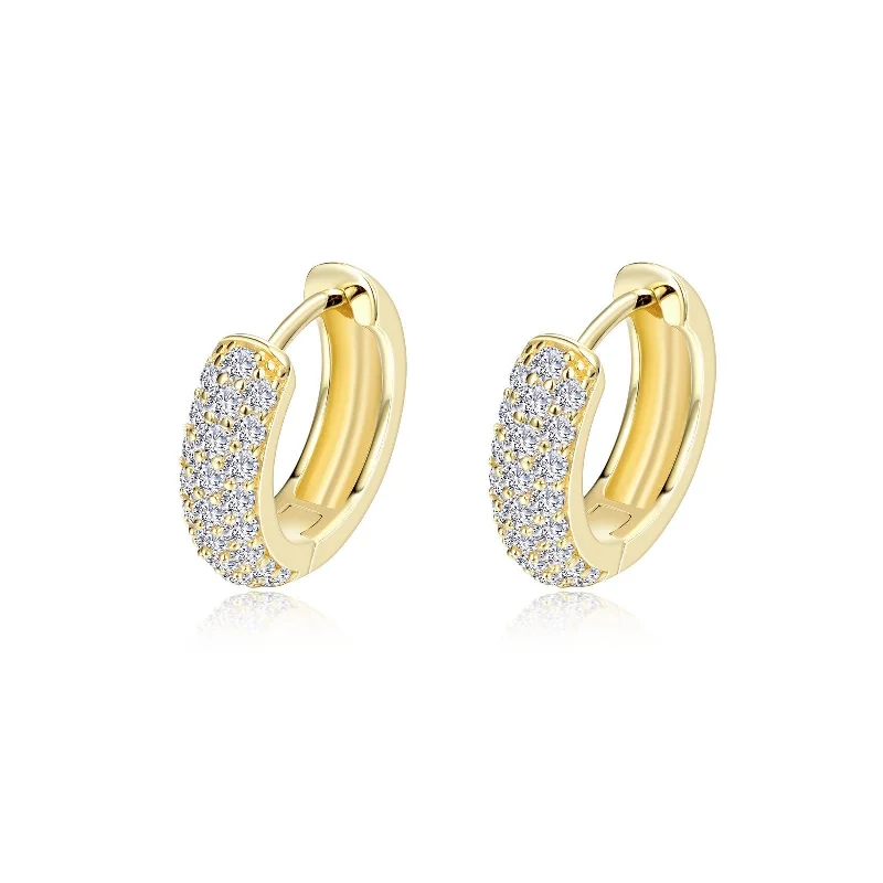 Women’s fashion dangle earrings-Lafonn Simulated Diamond 3 Row Huggie Hoop Earrings E0199CLG