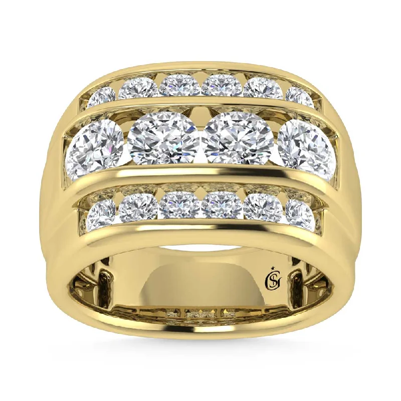 Women’s geometric engagement rings-14K Yellow Gold  5 Ct.Tw. Lab Grown Diamond Channel Set Mens Ring