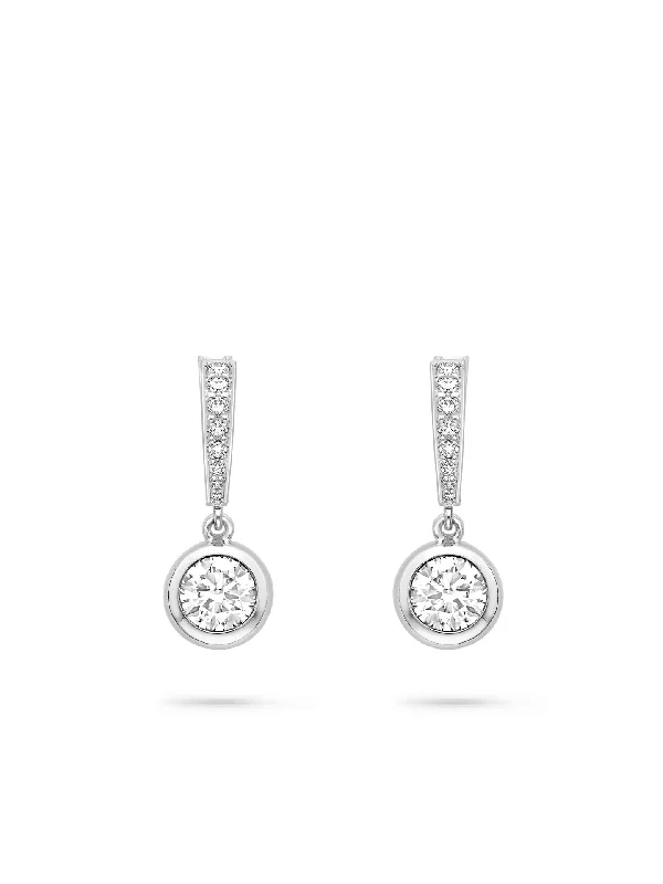 Women’s elegant stud earrings-Classic Platinum Diamond Drop Earrings