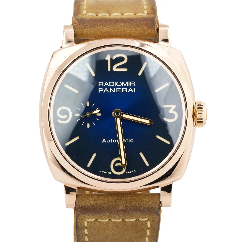 Unisex casual watches-MINT PAPERS Panerai Radiomir BLUE PAM00934 45mm 3 Days Oro Rosso 18K Watch BOX