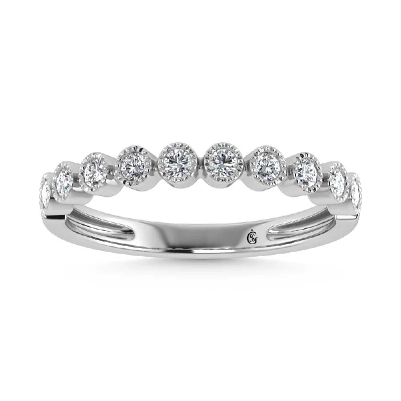 Women’s luxury engagement rings-14K White Gold Lab Grown Diamond 1/6 Ct.Tw. Stack Band