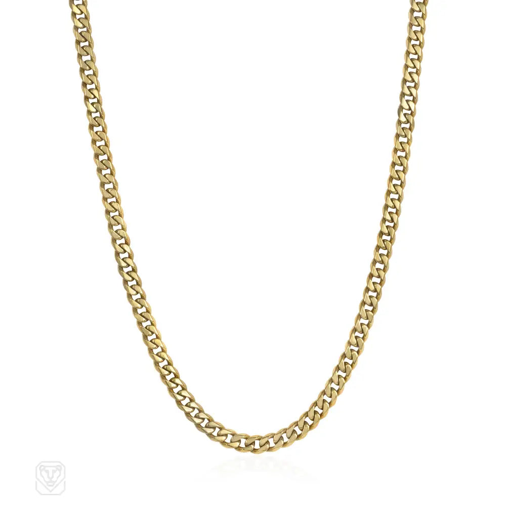 Women’s cubic zirconia necklaces-Fred, Paris estate gold curblink necklace