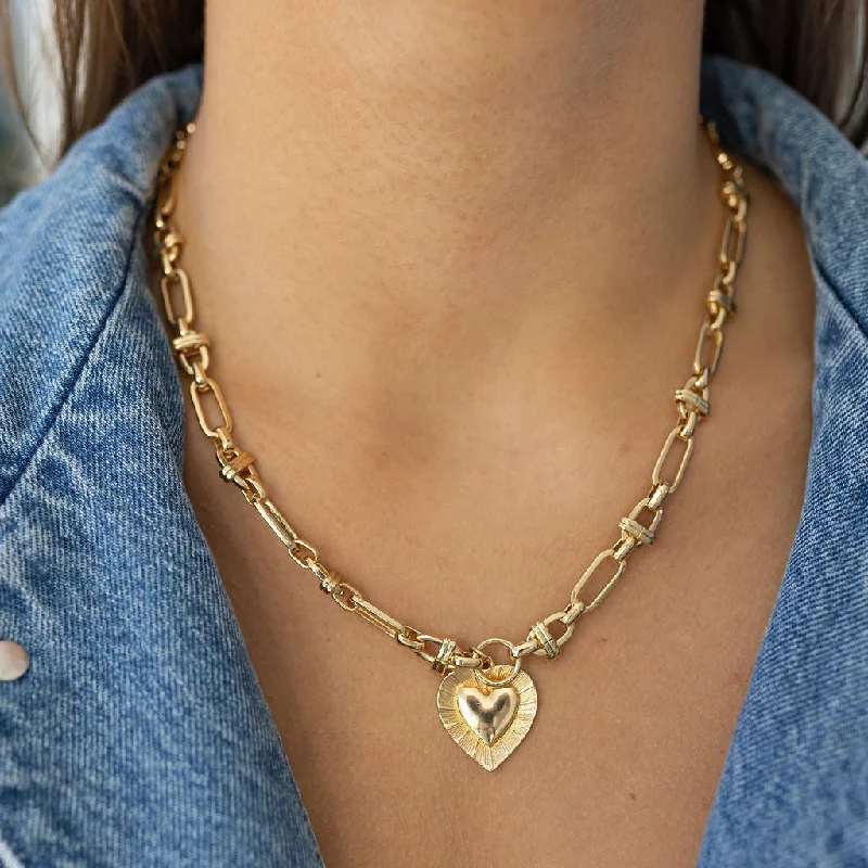 Women’s double chain necklaces-Heart Charm Necklace