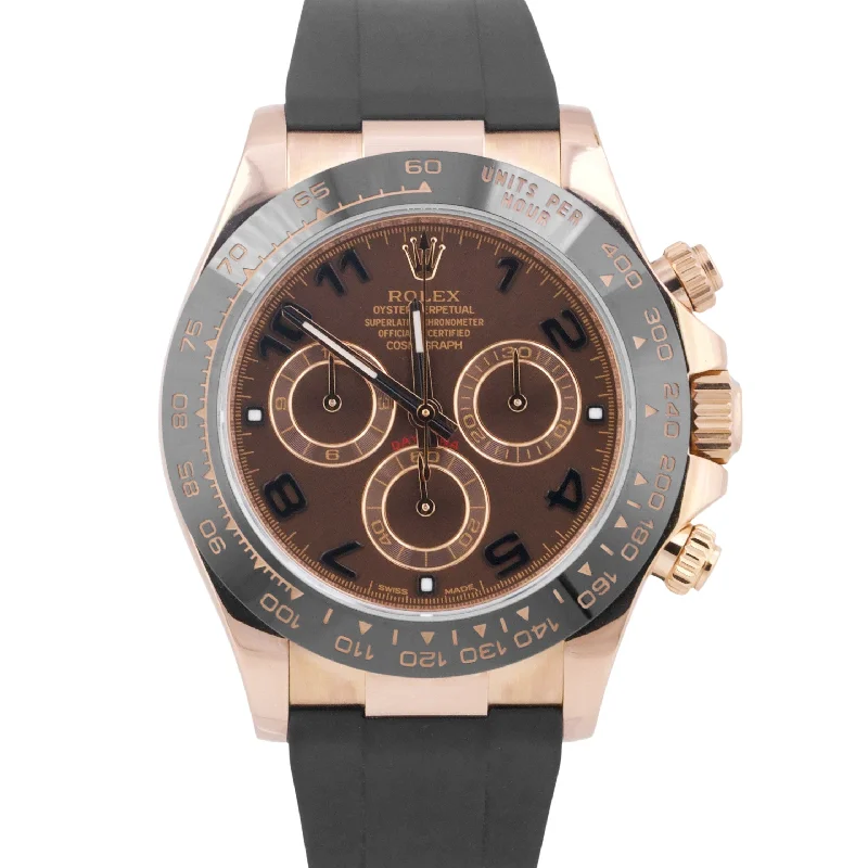 Unisex travel watches-MINT Rolex Daytona CHOCOLATE RACING Arabic Brown 18K Rose Gold Watch 116515