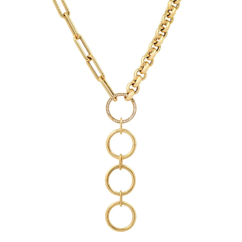 Women’s simple engagement rings-HYBRID PAPERCLIP/ROLO LINK CHAIN W/ GOLD & DIAMOND ENHANCERS, 14kt GOLD