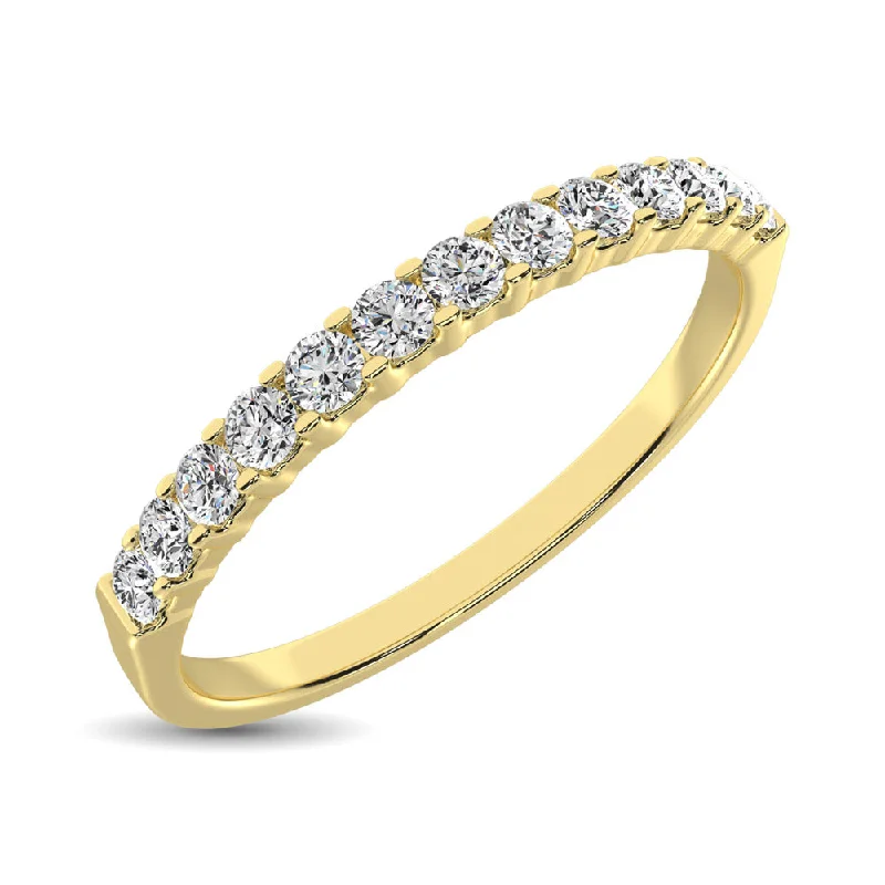 Women’s silver engagement rings-14K Yellow Gold 1/5 Ct Diamond Ladies Machine Band