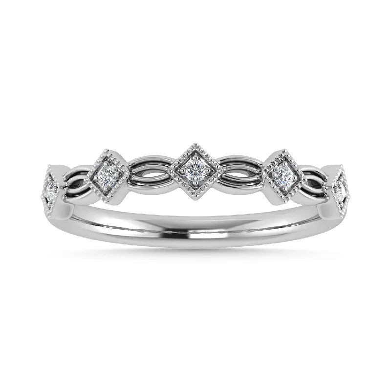 Women’s colored gemstone engagement rings-Diamond 1/20 Ct.Tw. Stack Band in 10K White Gold