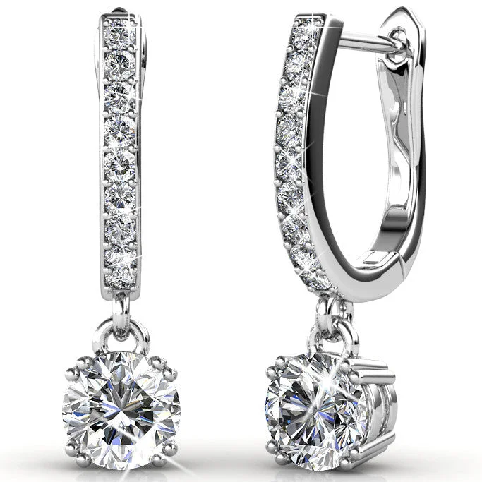 Women’s cubic zirconia earrings-McKenzie 18k White Gold Plated Drop Dangle Earrings with Swarovski Crystals for Women