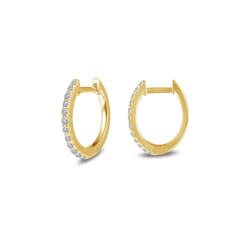 Women’s diamond drop earrings-Lafonn Simulated Diamond Oval Huggie Hoop Earrings E0345CLG00