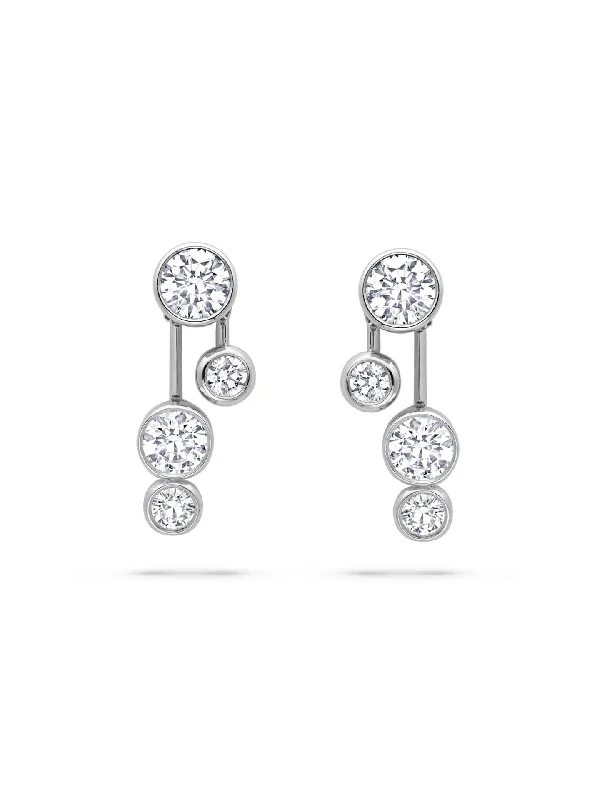 Women’s fashion dangle earrings-Raindance Detachable Double Drop Platinum Earrings