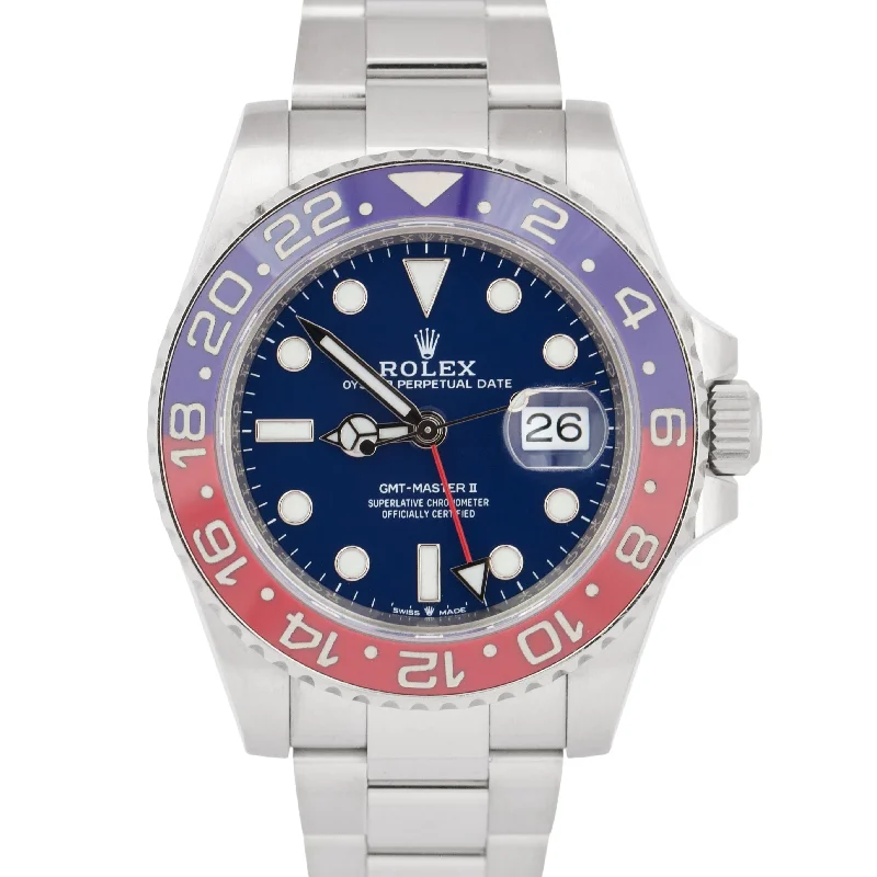 Unisex quartz watches-NEW PAPERS Rolex GMT-Master II PEPSI Red Blue 18K White Gold 126719 BLRO BOX