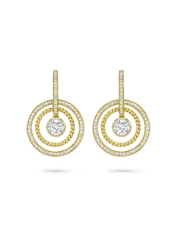 Women’s fine diamond earrings-Roulette Single Stone Yellow Gold Drop Earrings