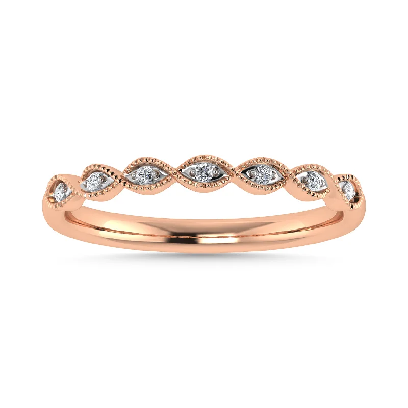 Women’s halo sapphire engagement rings-Diamond 1/20 Ct.Tw. Stack Band in 10K Rose Gold