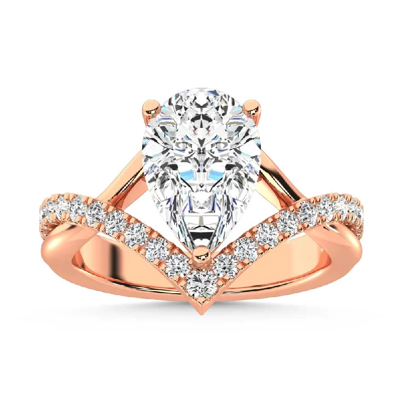 Women’s classic diamond engagement rings-14K Rose Gold Lab Grown Diamond 3 1/3 Ct.Tw. Pear Shape Ring