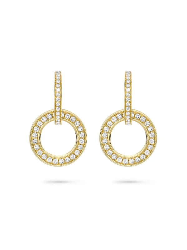 Women’s blue diamond earrings-Roulette Large Yellow Gold Diamond Earrings