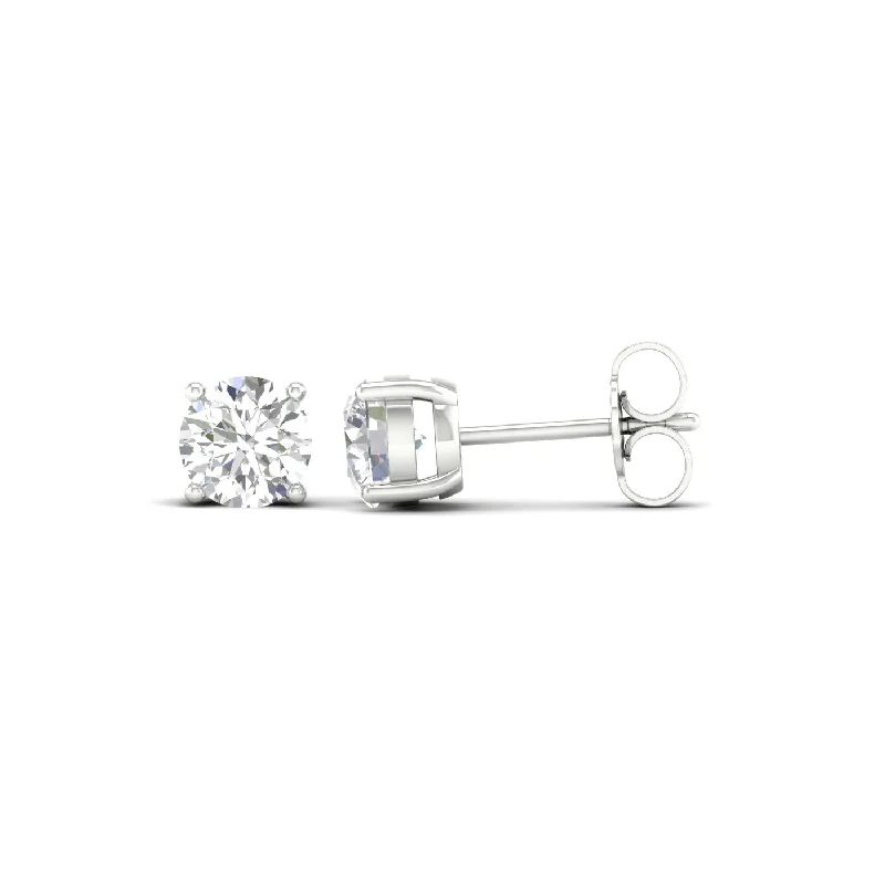 Women’s charm earrings-1 ½ Carat Round Lab Grown Diamond 14K Gold Solitaire Stud Earrings