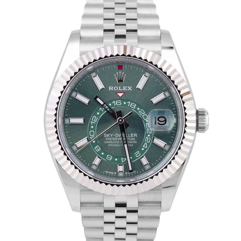 Unisex elegant digital watches-NEW APRIL 2024 PAPERS Rolex Sky-Dweller MINT GREEN 42mm Jubilee Watch 336934 BOX