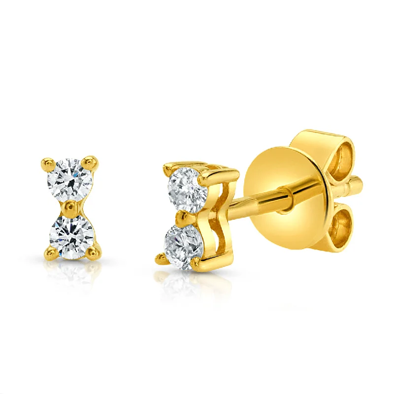 Women’s eco-friendly engagement rings-SMALL DOUBLE DIAMOND STUDS, 14kt GOLD