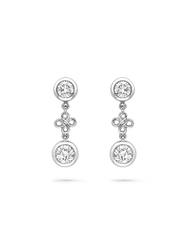 Women’s diamond hoop earrings-Beach Platinum Detachable Diamond Drop Earrings