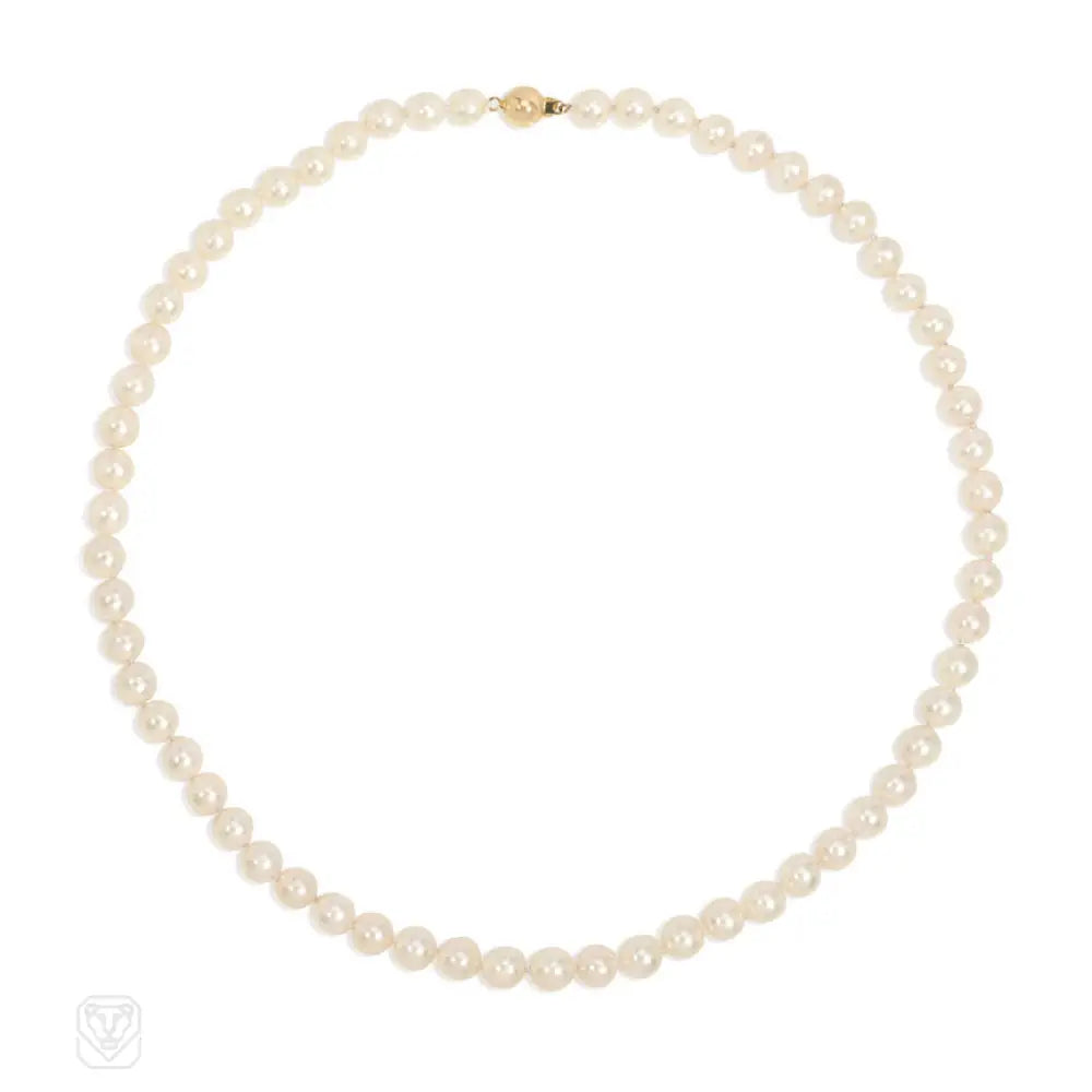 Women’s bar necklaces-Light creamy Akoya pearl necklace