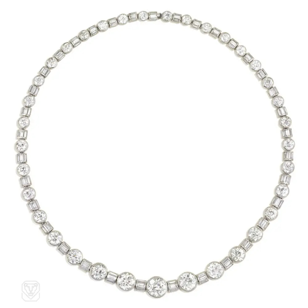 Women’s layered silver necklaces-Art Deco convertible diamond necklace