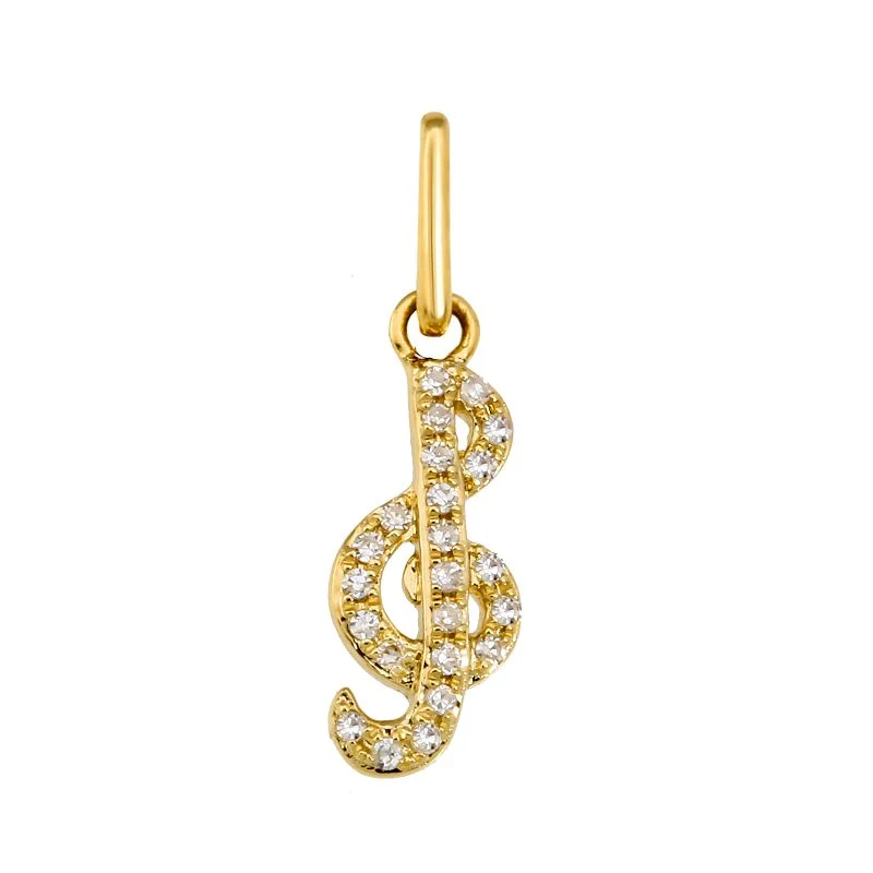 Women’s filigree engagement rings-14k Yellow Gold Diamond Treble Clef Charm